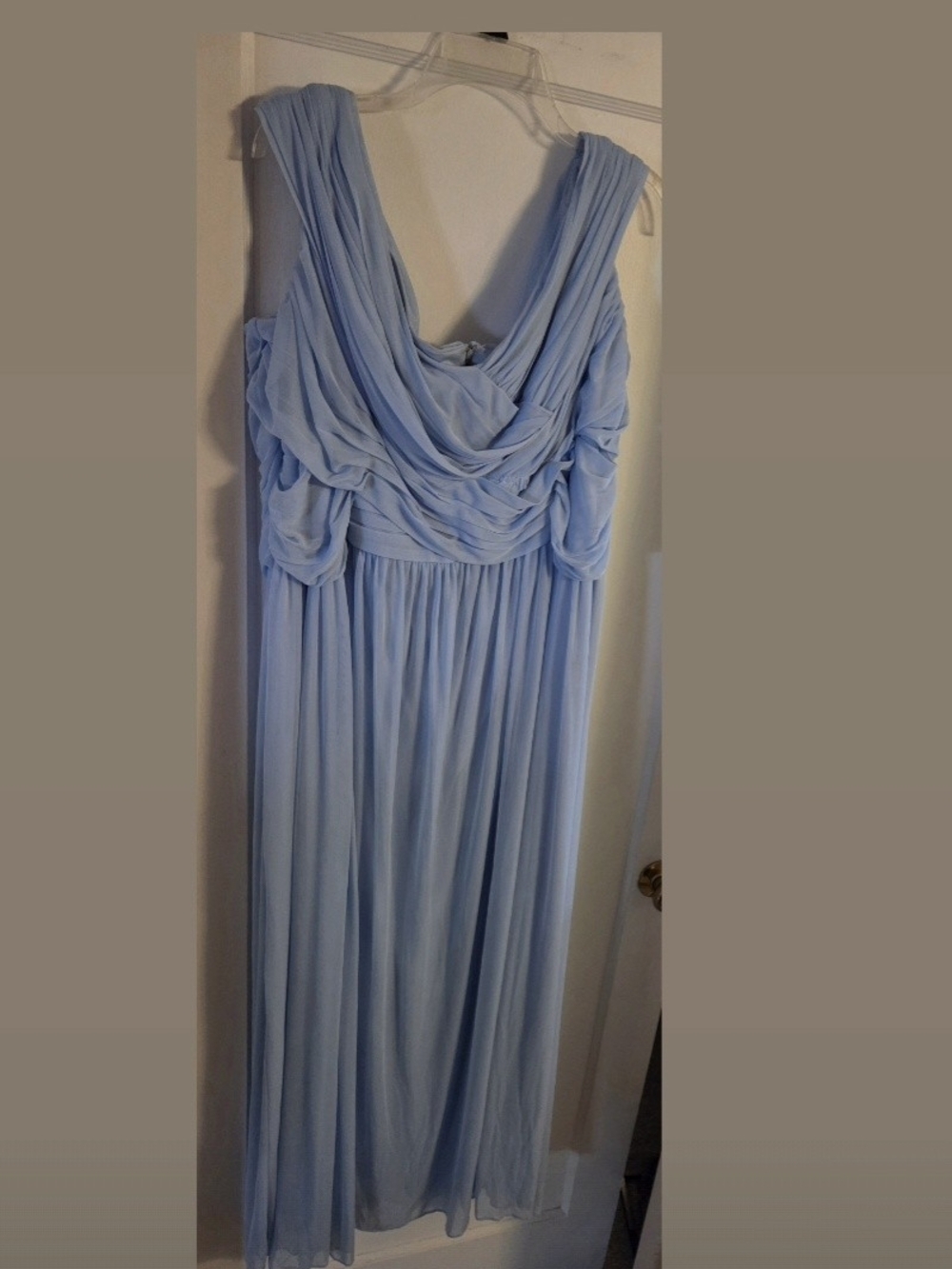 David's Bridal Light Blue Ruched Chiffon Maxi Dress Size 26